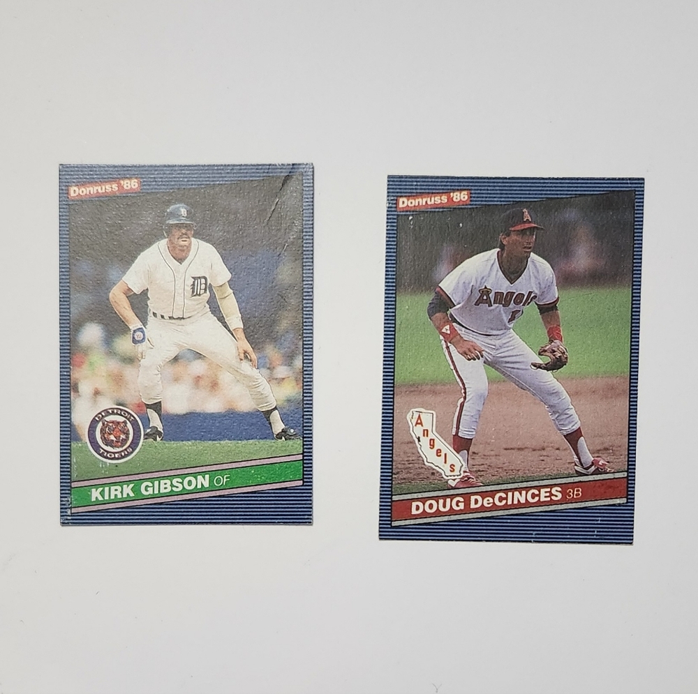 1985 Leaf DONRUSS '86 002 Baseball Cards Lot DOUG DECINCES & KIRK GIBSON
